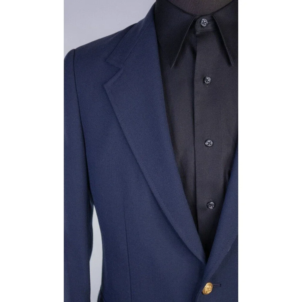 VTG Gant Blazer Sport Coat Sz 38R Navy Blue Gold 2-Buttons Jacket